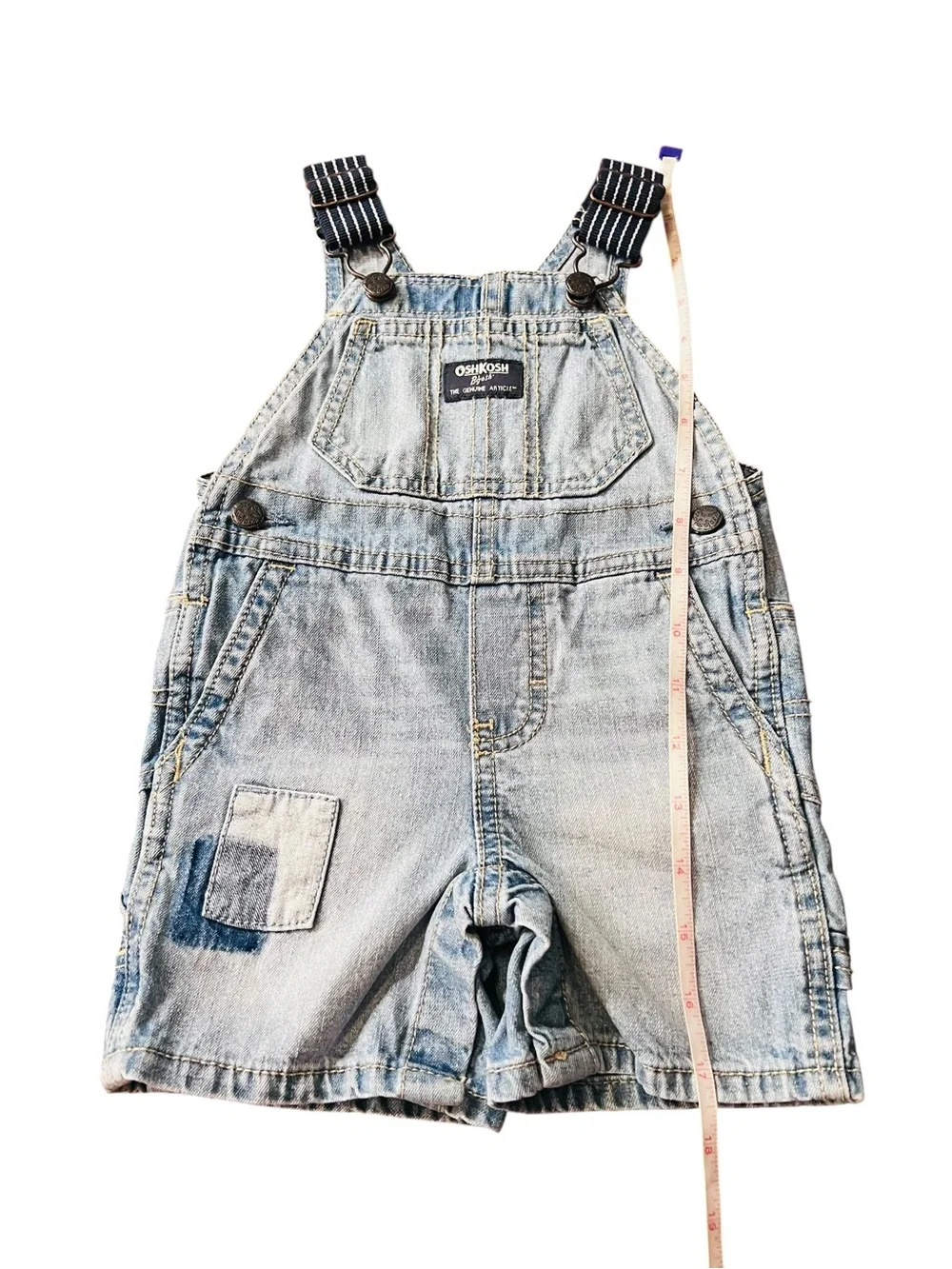 OshKosh B'gosh Light Blue Faded Denim Bib Shortalls for Kids Size 12 Months